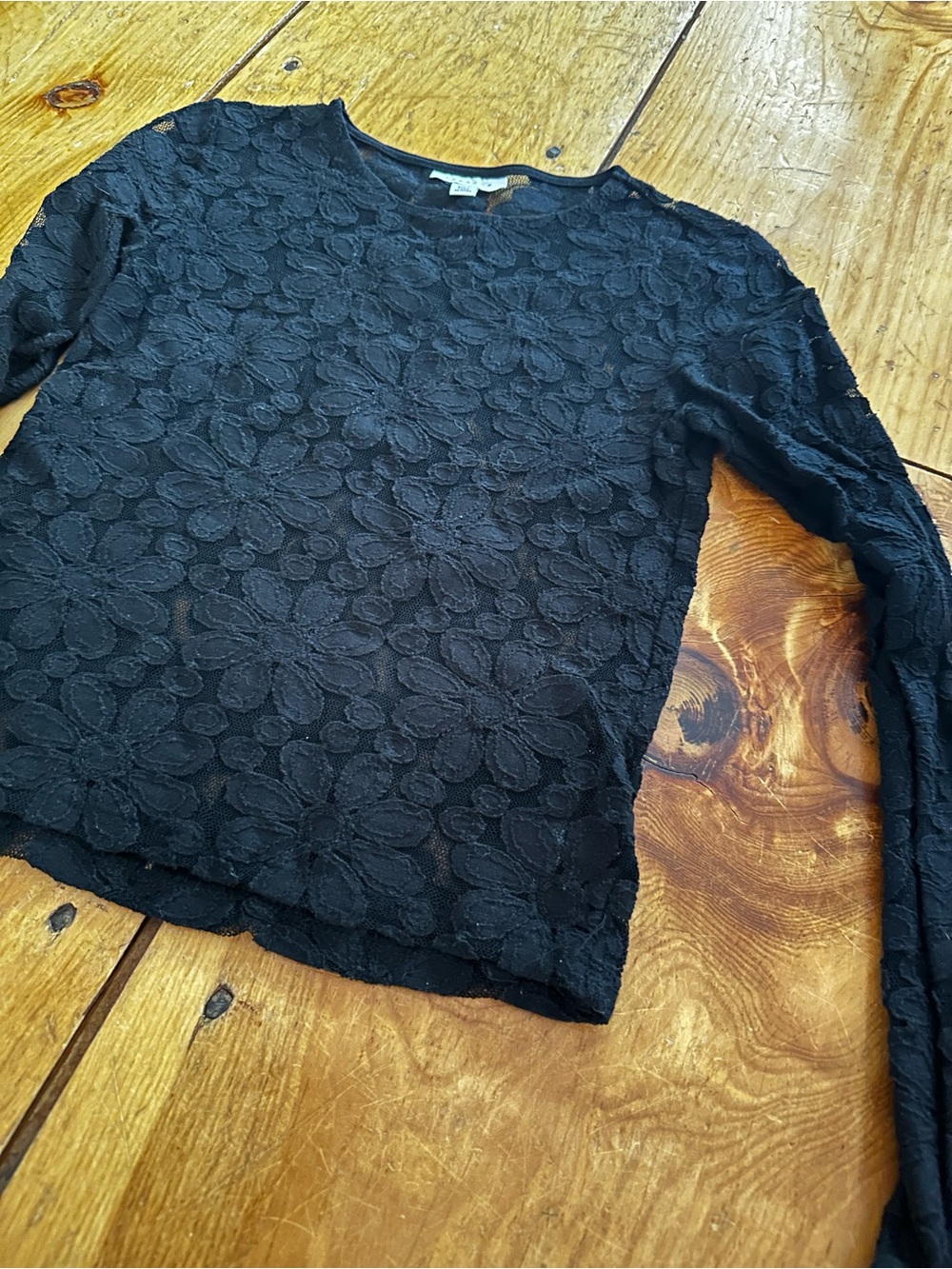 Sheer floral black Topshop long sleeve